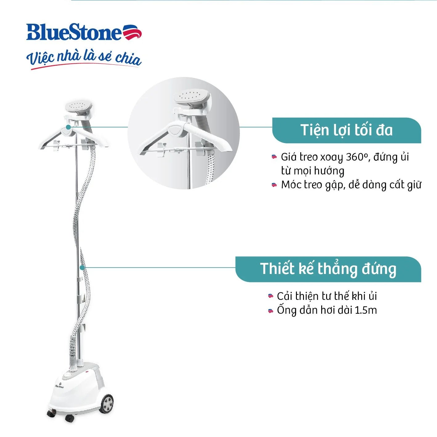 Bàn Ủi Hơi Nước Đứng BlueStone GSB-3915 1.6 Lít 1800W Bàn Ủi Hơi Nước Đứng BlueStone GSB-3915 1.6 Lít 1800W